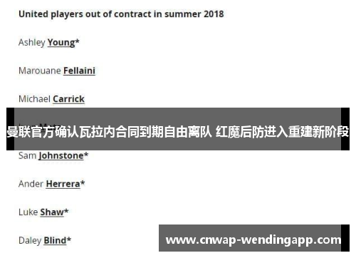 曼联官方确认瓦拉内合同到期自由离队 红魔后防进入重建新阶段